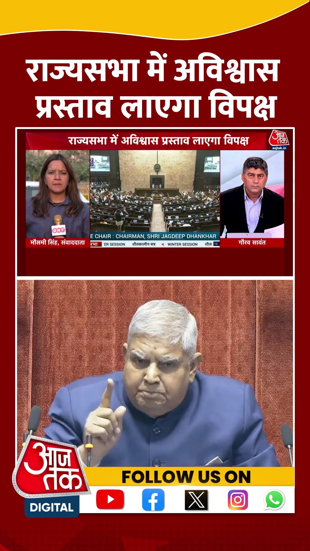 Jagdeep Dhankhar: राज्यसभा में अविश्वास प्रस्ताव लाएगा विपक्ष | #shorts