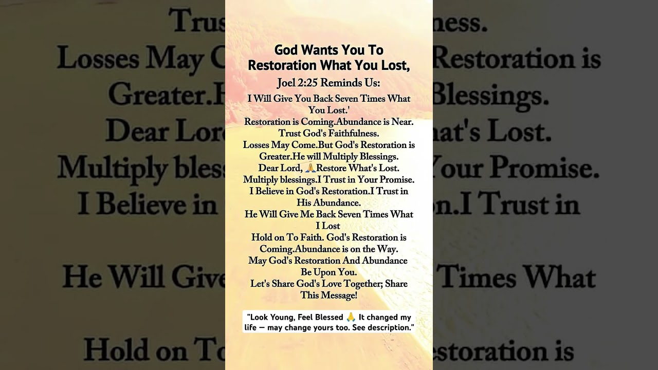 “God Will Restore Your Health & Blessings — Joel 