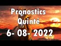 Pronostics quint calcul spcial samedi 6 aot 2022