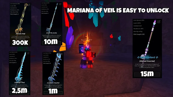 I finally unlocked Mariana of Veil + Showed every rod in Fisch + EZ TO UNLOCK