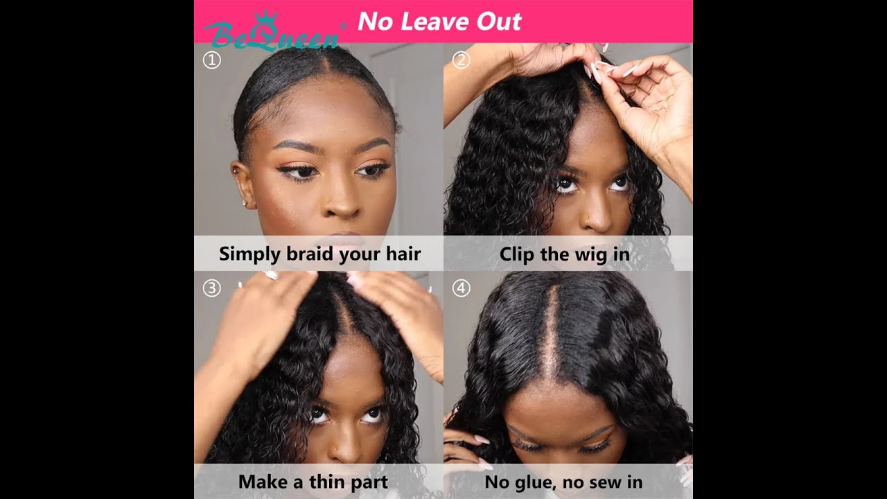 BeQueen Deep Wave V-Part Human Hair Wig No Leave Out Glueless V-Part Wig 200% Density