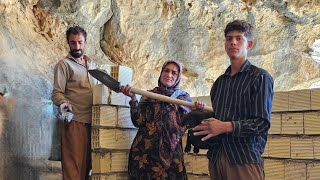 Homeless mother builds kitchen in cave deep in mountain