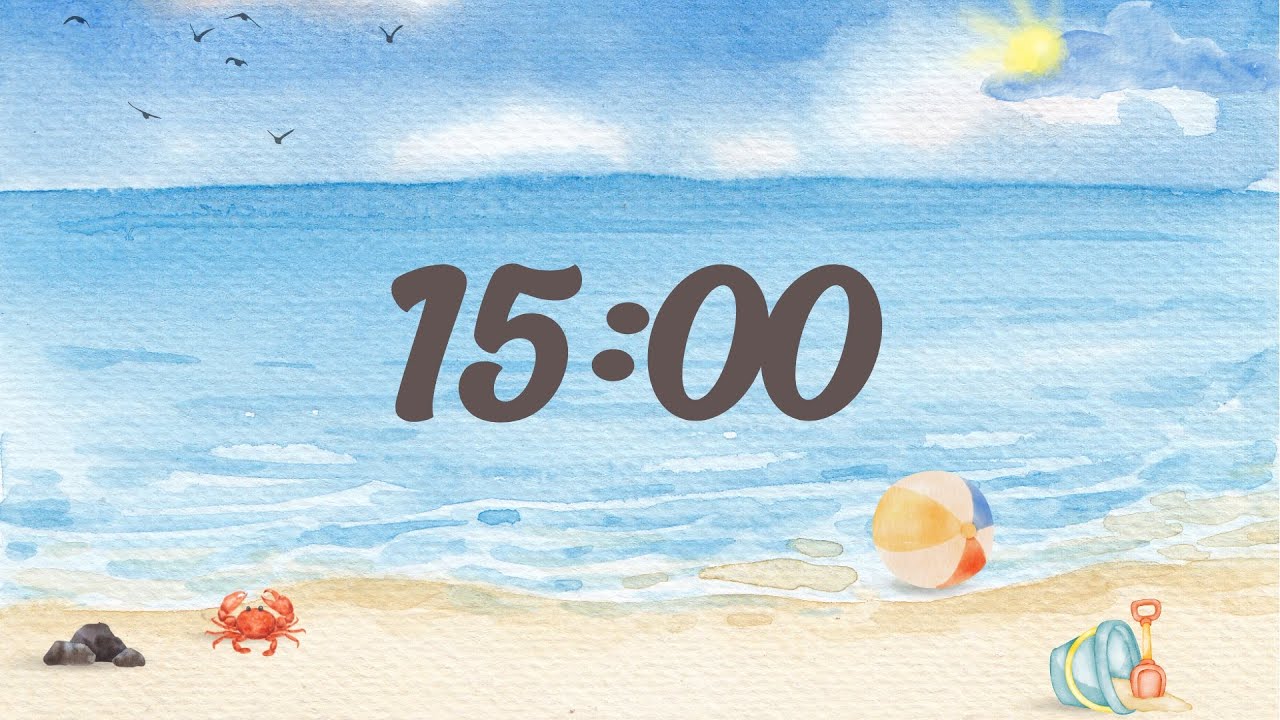15 Minute Timer with Relaxing Music and Alarm | Calm Beach Timer