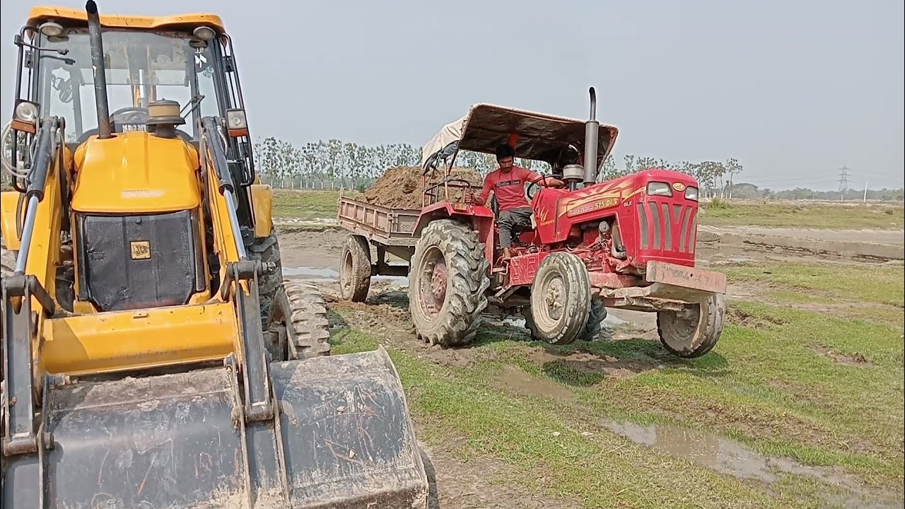 JCB 3DX tractor Mati loading Mahindra 575 Ahij Ali Vlogs YouTube