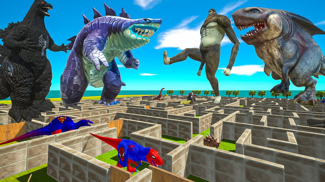 FPS AVATAR SAVE HEISEI GODZILLA and SHARKJIRA FROM TITAN BEAST - Animal Revolt Battle Simulator DINO