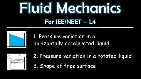 Fluid Mechanics L4 | Pressure Variation in Horizontally Accelerated Liquid | Shape of Free Surface
