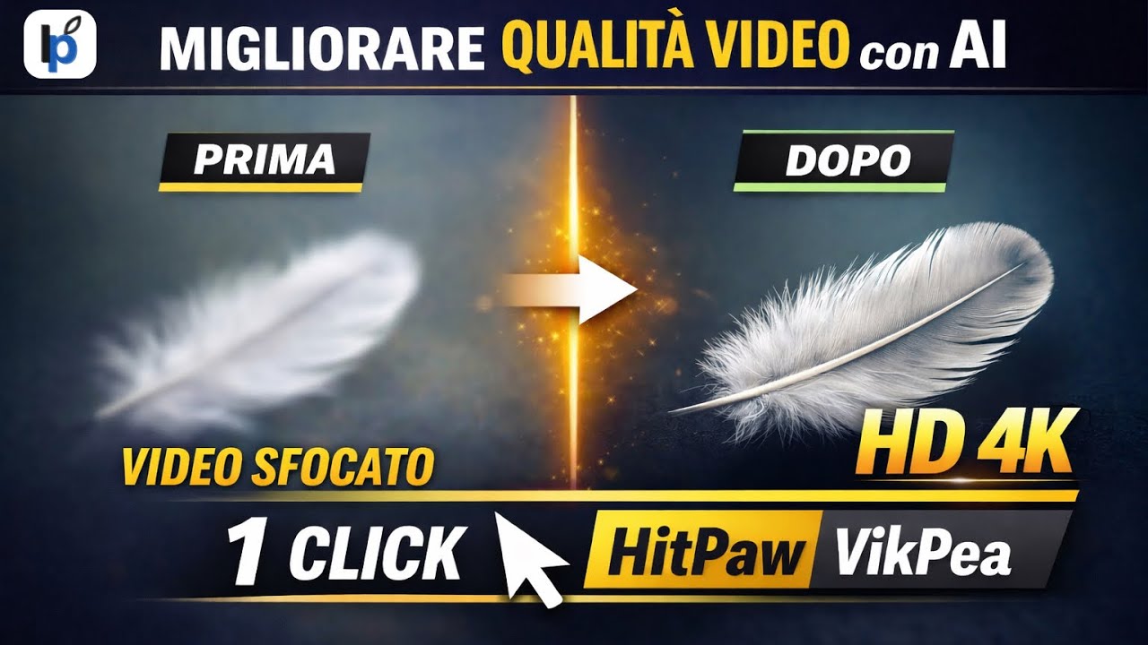 Migliorare Qualità Video con AI | Da Sfocato a HD in 1 Click (HitPaw VikPea)