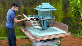 Build beautiful pagoda diorama in fish aquarium