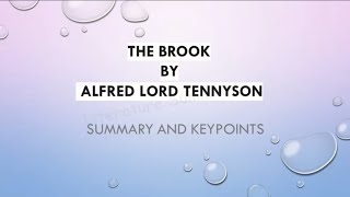 The Brook by Alfred Lord Tennyson Summary and Key points...