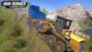 Spintires MudRunner MOTOR GRADER DZ 98 Pushing Dump Truck Uphill screenshot 2