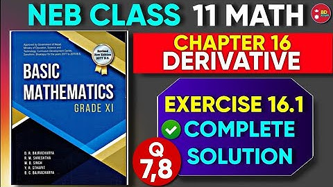 Derivative - Second Derivative and Implicit Differentiation (Q.no.7,8) Class 11 Exercise 16.1 || P7