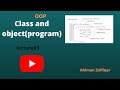 Class and Object Program| OOP| Simple Method| in Urdu| lecture#3