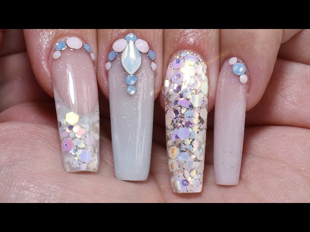 Acrylic pastel ombré nails using tips