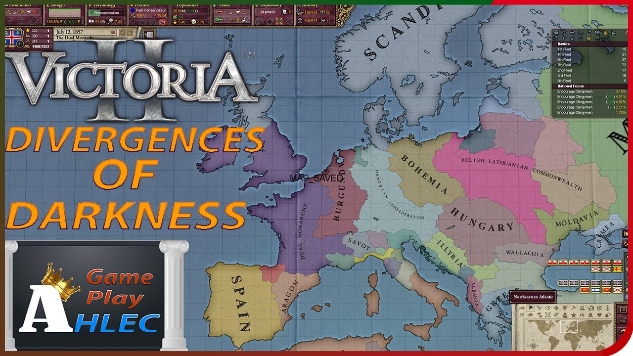 Jogando Victoria 2 Divergences of Darkness mod Dual Monarchy 1 s