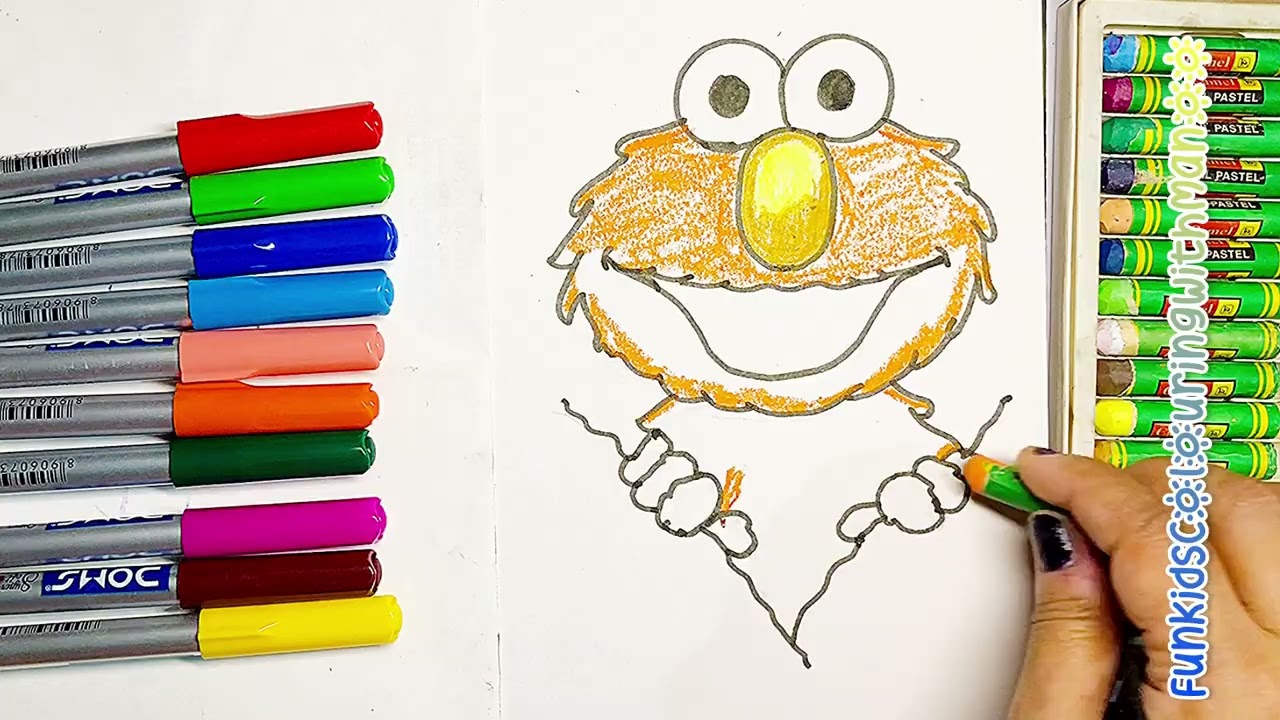 How to Draw & Colour Elmo | Easy Sesame Street Cartoon Drawing for Kids