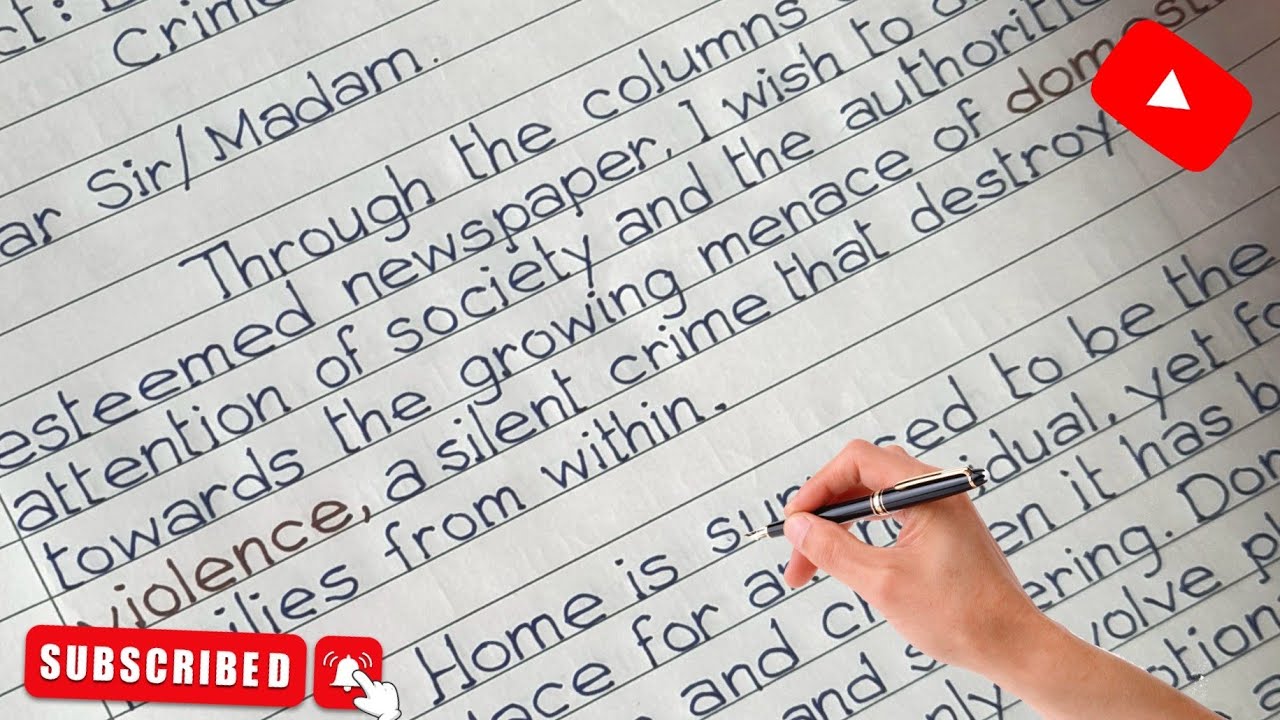 Letter To Editor| Silent Social Crime |How To Write A Letter To Editor |Notebook Writing |