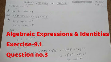Exercise-9.1 Question no.3-Algebraic Expressions & Identities-8th class-ncert