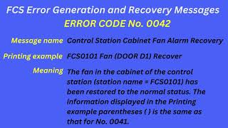 FCS Error Generation and Recovery Messages Error code 0042 by Instrumentation & Control 6 views 2 months ago 45 seconds