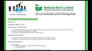 National bank Job Circular