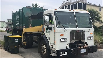 Bay Disposal Peterbilt Heil STARR System Garbage Truck On Heavy Beach Recycling