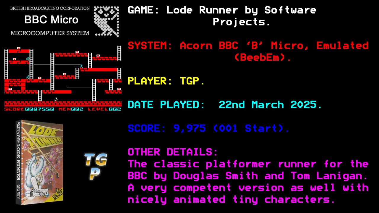 Lode Runner - Software Projects - BBC Micro - Emulated (BeebEm) - Start ...