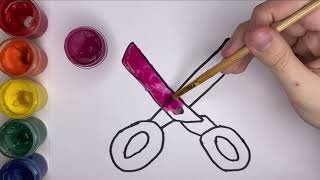 Bolalar uchun qaychi chizish / Drawing scissors for children and kids / Рисование ножницы для детей
