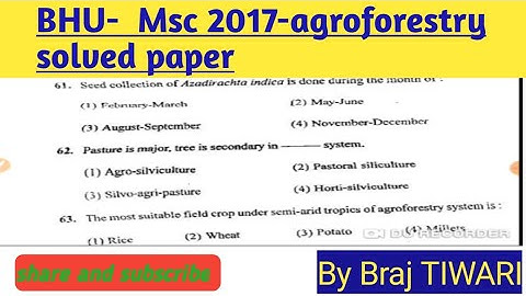BHU M.Sc.(Ag.) Solved Paper 2017 Part 2| BHU PET MSc. Ag. solved Question Paper