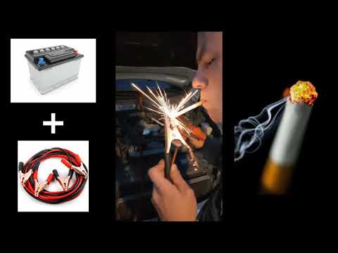 How To Light A Cigarette Without a Lighter! Using Car Battery And Jumping Cables!