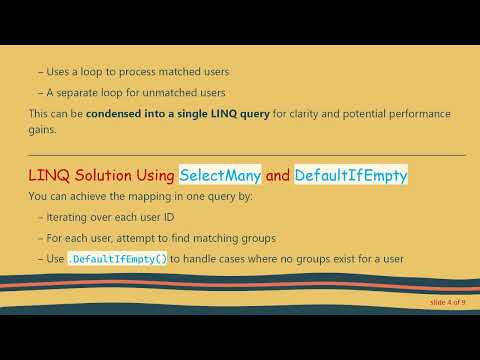Optimize User Group Mapping in C#  Using LINQ Without Multiple Loops