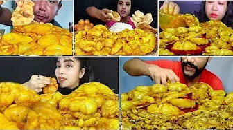 Eating Spicy Fat Curry With Mutton Curry Rice And Chiken Eating Spicy Fat Curry With Mutton Curry Rice And Chiken
