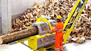 Incredible Modern Firewood Processing Line, Fastest Log Splitter Wood Cutting Machines Working