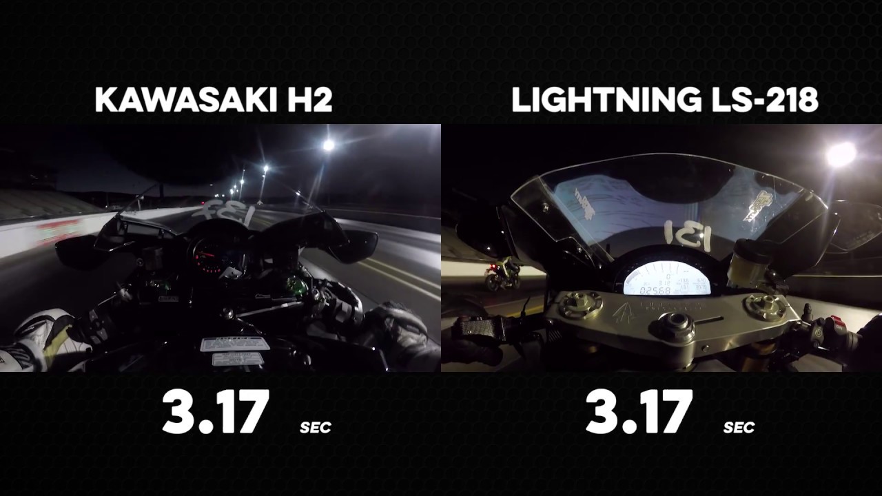 Kawasaki H2 vs Lightning LS-218 Drag Race!