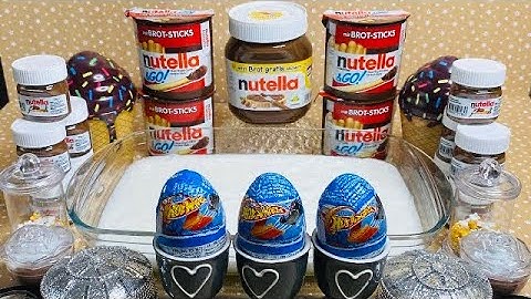 NUTELLA SLIME Mixing Makeup and Random Things Into Clear Slime, Satisfying slime videos ASMR