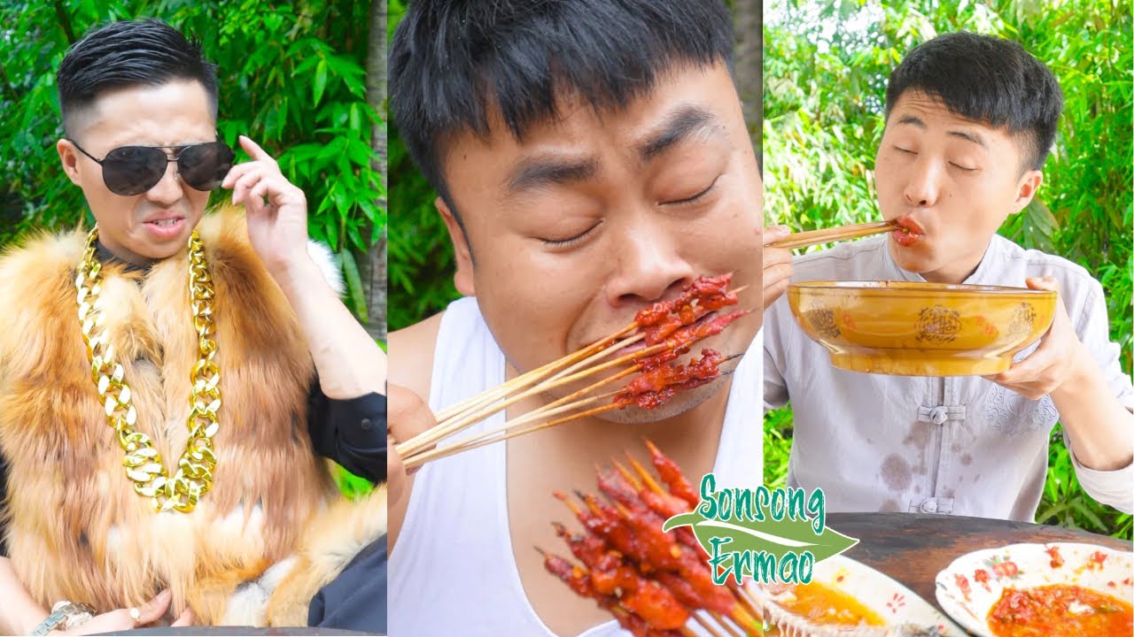 How rich people eat  Funny Pranks between Songsong and Ermo  TikTok Mukbang  Songsong and Ermao