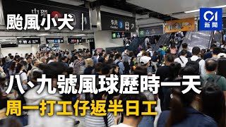 颱風小犬｜八、九號風球歷時一天 周一打工仔返半日工｜01新聞｜颱風小犬｜9號風球｜打風｜精彩回顧｜暴雨