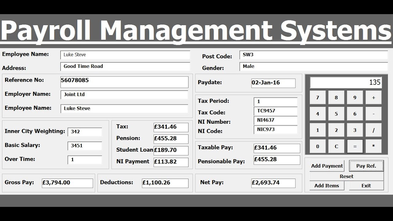 payroll system excel template