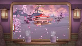 Train and Cherry Blossom Twitch Overlay, Animated Screens, Virtual Background, Sakura, Japanese