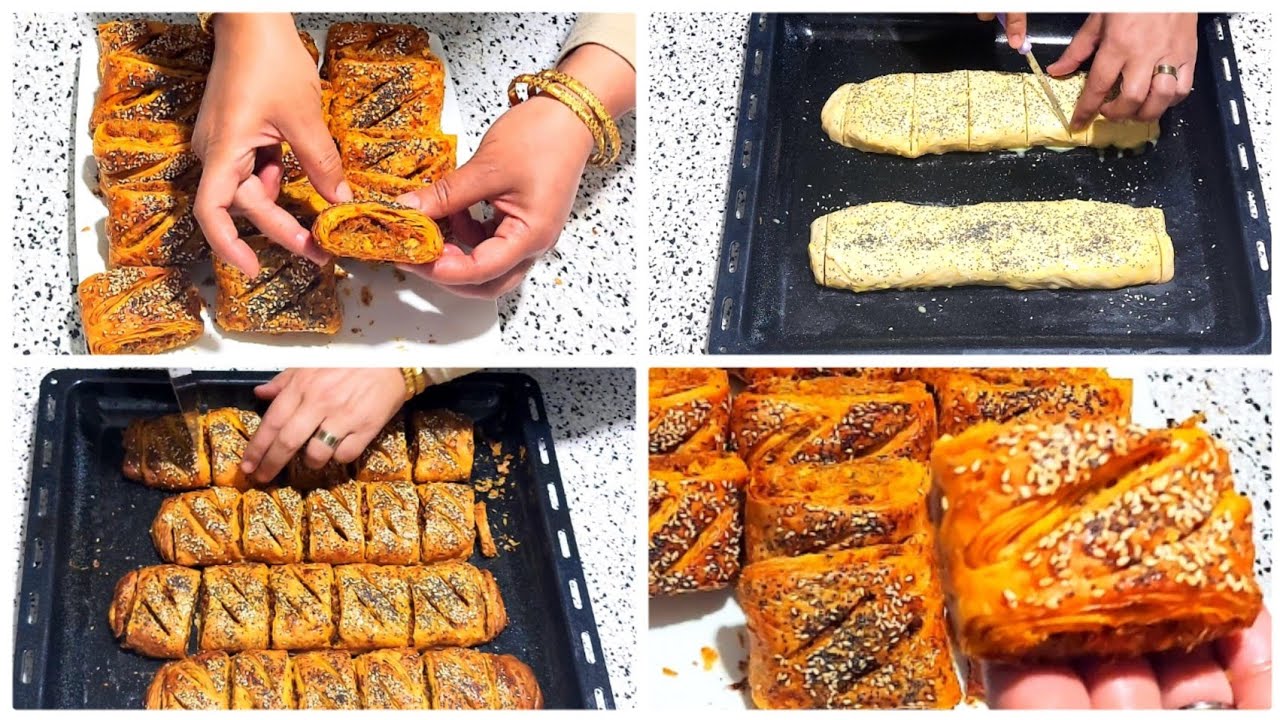 فطائر مالحة سهلة التحضير  مورقة ،مقرمشة  بعجينة سحرية وحشوة إقتصادية حضريها دفعة وحدة 👌