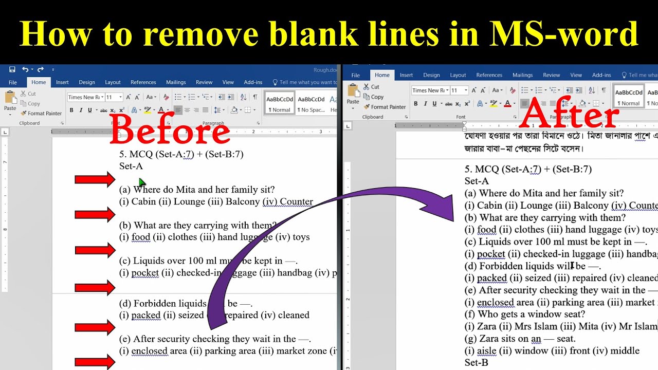 How to remove blank lines in MS-Word || MS-Word Specials - YouTube