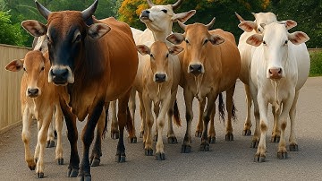 Aktivitas Sapi Lembu Kampung Berjalan menuju ladang, Suara Sapi Moo, Sapi Lucu Beramai di Jalan