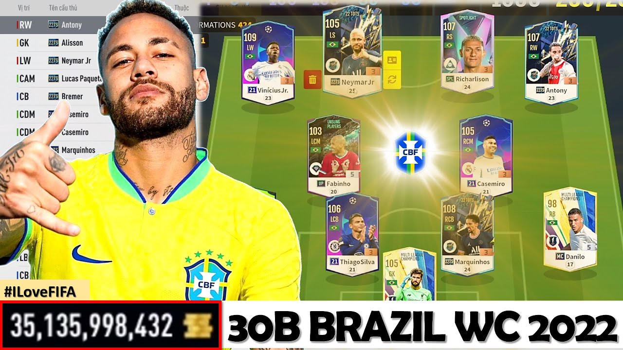 Chỉ Với 30 Tỷ Đây Là Đội Hình  Team Color BRAZIL Khủng Nhất FO4 Để AE Quẩy Rank Mùa WORLD CUP 2022