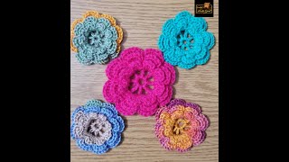 اسهل طريقة عمل وردة كروشية متعددة الطبقات | Crochet Hoda Gad