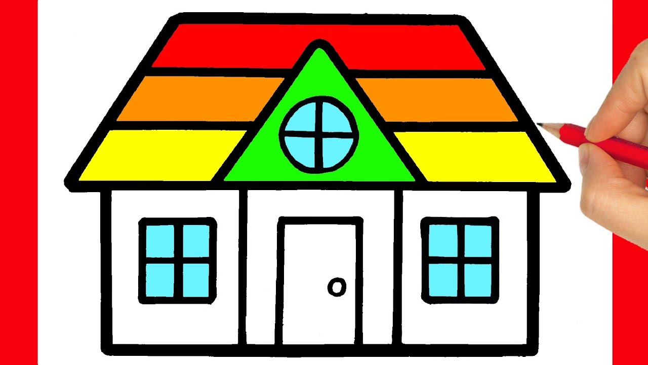 How To Draw A Rainbow House Como Dibujar Una Casa Comment Dessiner