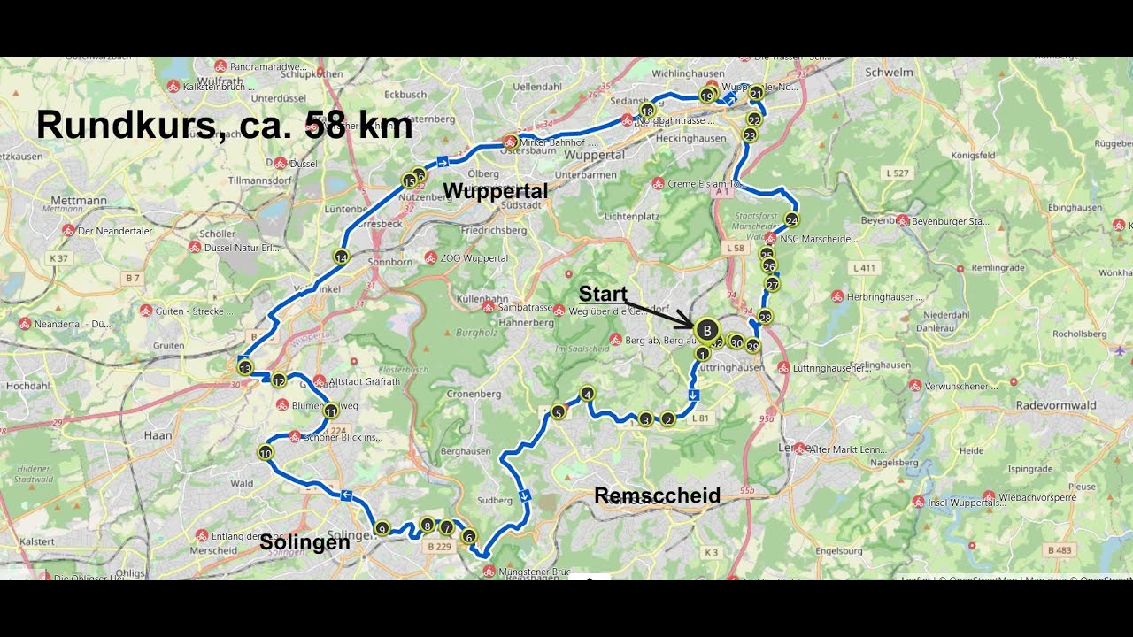60 km die Wupper und d. Bergische Städtedreieck