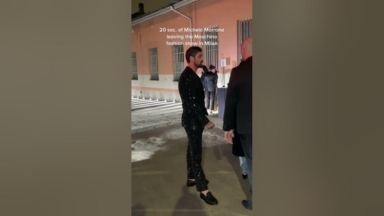 Michele Morrone leaving the Moschino fashion show in Milan