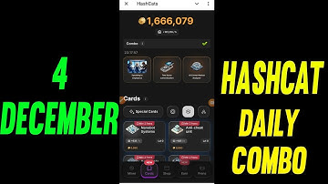 Hashcats Daily Combo 4 December | Hashcats Combo Today Card | hashcats airdrop | daily combo