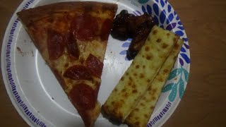 ASMR Having Papa John's Classic Pepperoni With Cheese Bread Sticks And Bbq Wings