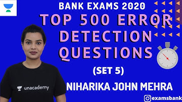 TOP 500 ERROR DETECTION QUESTIONS FOR ALL BANK EXAMS || WITH TIMER - SET 5 || Niharika John Mehra