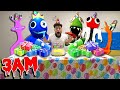 WE THREW RAINBOW FRIENDS FROM ROBLOX A BIRTHDAY PARTY AT 3AM!! (ORANGE, GREEN & BLUE MONSTER)