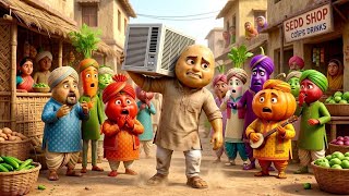 😱 आलू ने AC उठाकर पूरे गांव को चौंका दिया! | Funny Vegetable Story Aalu Sansar Tv